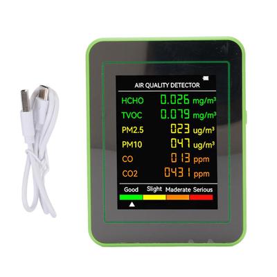 Детектор качества воздуха CO2 TVOC HCHO PM2.5 PM10 Портативный тестер воздуха Цветной ЖК-дисплей Цифровой дисплей Белый