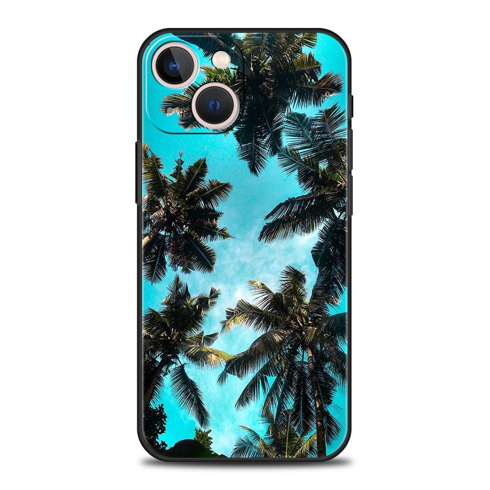 Летняя пляжная сцена на закате на море Пальма Чехол для телефона для iPhone 16 13 15 14 12 11 Pro MAX XR X SE XS 7 8 Plus Мягкий ТПУ чехол