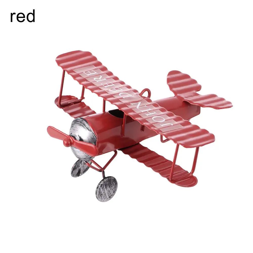 Figurines Tin Plane Wrought Iron Home Desktop Decoration Small Aircraft Model Ornaments Creative Car Interior Vintage