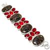 Watermelon Tourmaline, Garnet Handmade 925 Sterling Silver Bracelet 7-8" V4A58