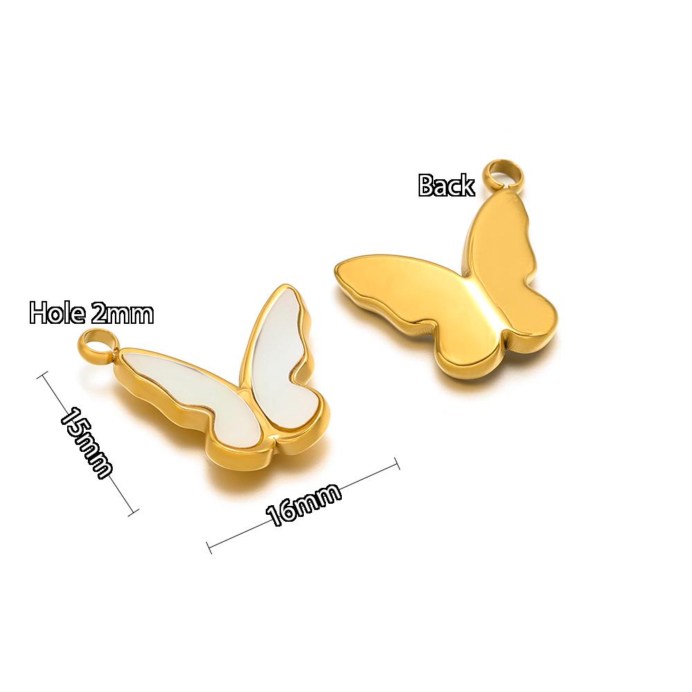 5pcs Stainless Steel Heart Shell Charms Butterfly Pendants for DIY Jewelry Supplies Women Necklace Findings Earrings Making