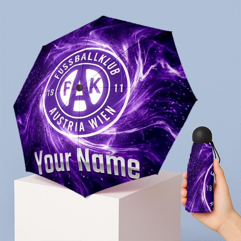 Austria Wien FC Manual Five Fold 8 Rib Umbrella Support Custom Text, Lightweight Travel Umbrella