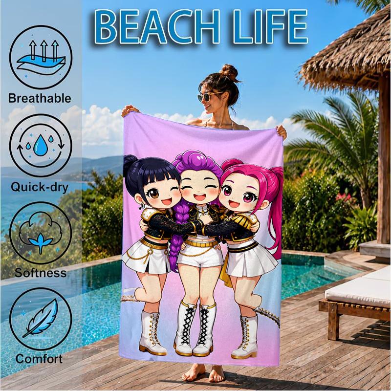 Kpop Demon Hunters: Starlight Adventure Beach Towel, Quick-drying, Easy to Care for, Suitable for Both Fitness and Beach Vacations,Sports Essential