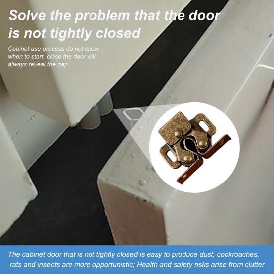 1 Set Cupboard Closet Latch Built-in Spring Widely Used Iron Practical Kitchen Cabinet Door Latch Cupboard Lock Home Supplies