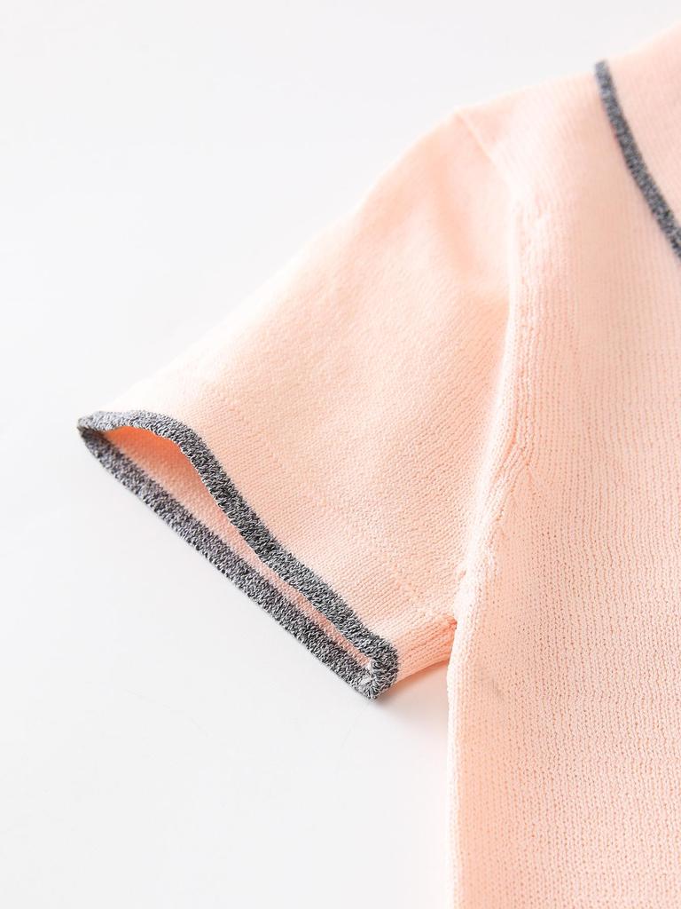 Поло с коротким рукавом для мальчика из вязаного ледяного шелка - Дышащая летняя детская одежда