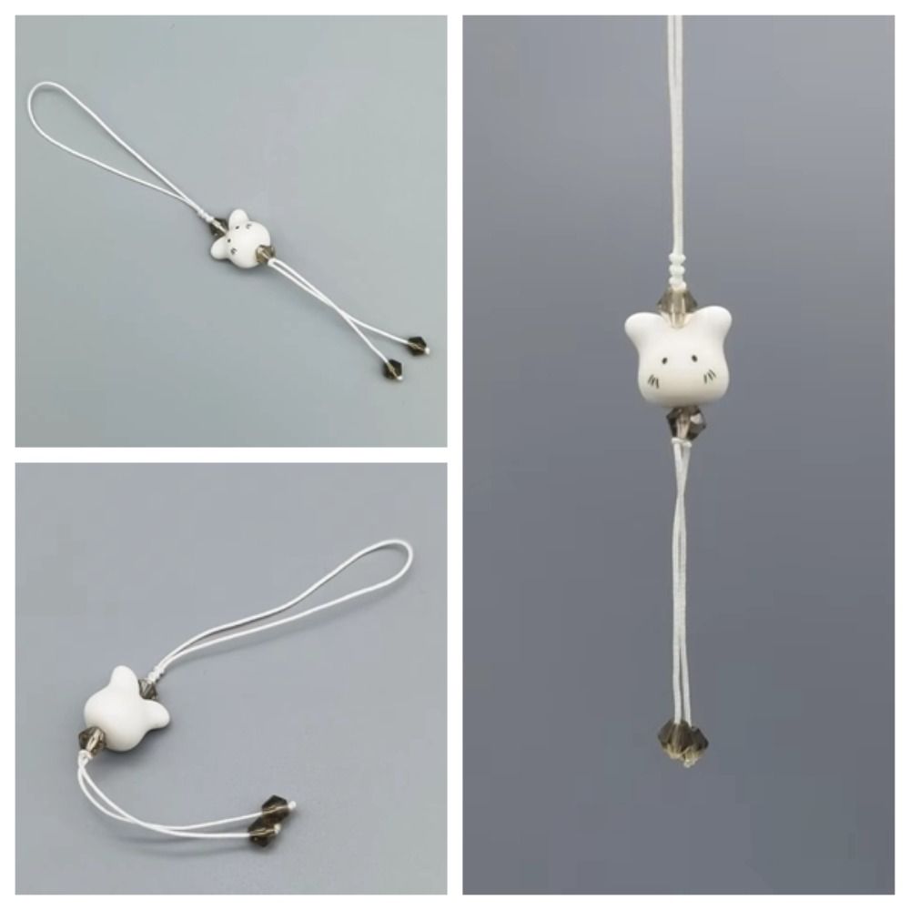 Ceramic Phone Keychain Hanging Rope Phone Charm Strap Delicate Bunny Pendant  Women Girls