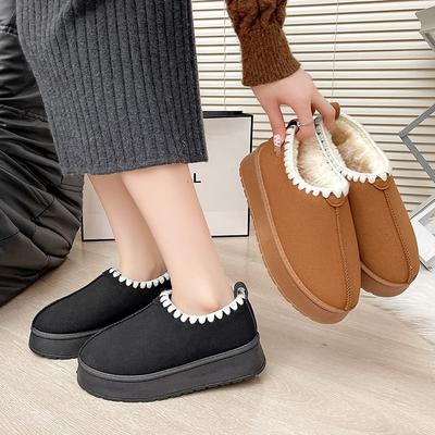 Женские этнические зимние ботинки широкой полноты, плюшевая подкладка, платформа, слипоны, осенне-зимние ботильоны для женщин