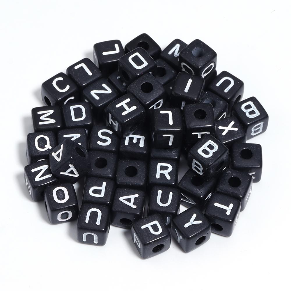 50-100pcs Black Acrylic Letter Beads A-Z Alphabet Beads Cube Spacer Beads For DIY Bracelet Necklace Jewelry Making Accessories