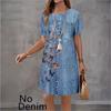 Джинсовые летние платья с принтом свободного винтажного кроя женская одежда