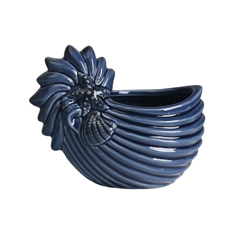 Керамический подсвечник в форме ракушки для домашнего декора, горшок для суккулентов на морскую тематику, мини-плантатор, декоративная емкость