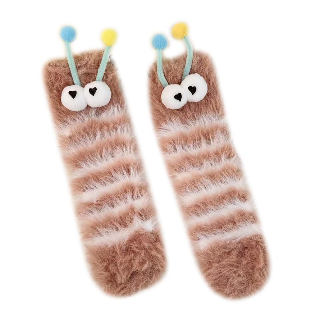 1 Pair Funny Ugly Cute Socks With Big Eyes Autumn Winter Plush Floor Socks Couple Sleep Sock Fuzzy Socks Christmas Gifts
