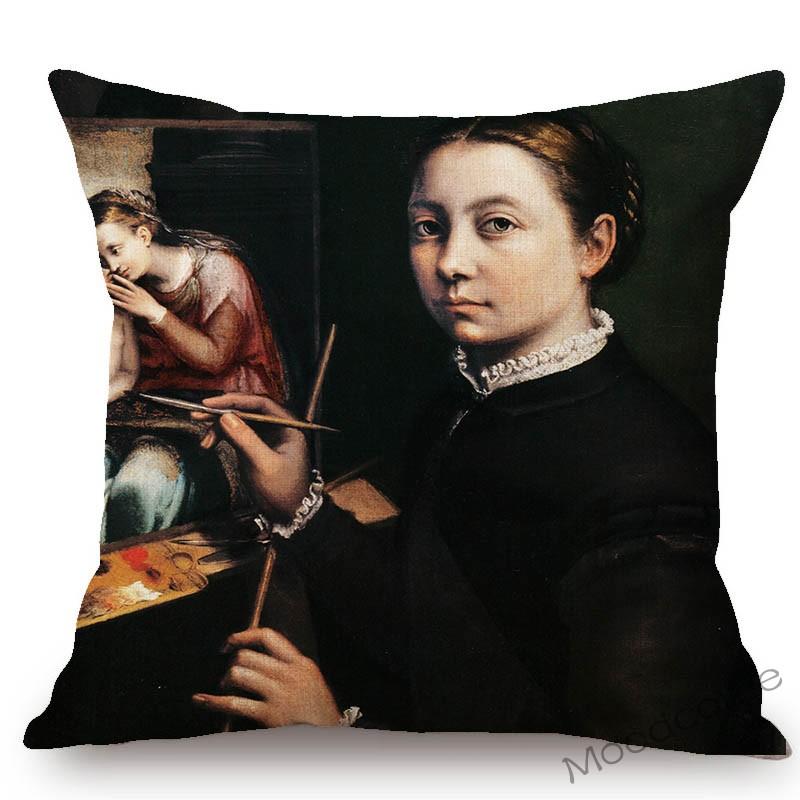 Italian Sofonisba Anguissola Last Renaissance Female Painter Portrait Woman Lady Art Sofa Pillow Case Cotton Linen Cushion Cover