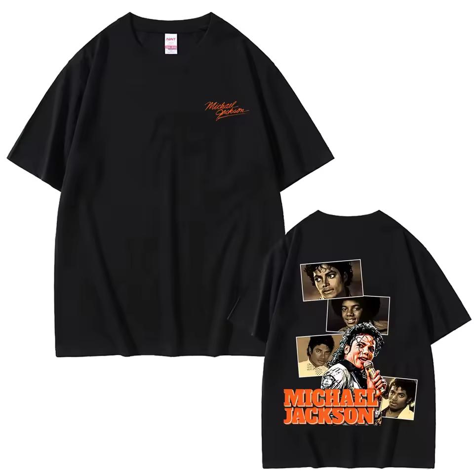 High-Quality Cotton Streetwear Short Sleeve T shirt for Men & Women, Vintage Gothic Rock Style with Michael Jackson T shirt