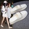 Fashion Women Half Slippers Wear New Baotou Small White Lazy Shoes Summer Sandals Out Net Red Flat Shoes Fashion Shoes Slippers