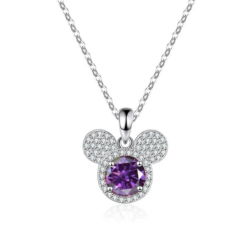 Bague Ringen Кулон из стерлингового серебра S925, 1 карат, муассанит, бриллиант, ожерелье, женская мода, роскошные украшения, голова мыши Микки