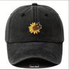 Стильная washed dad hat с принтом подсолнуха - Корейская бейсболка для мужчин и женщин, универсальная защита от солнца.