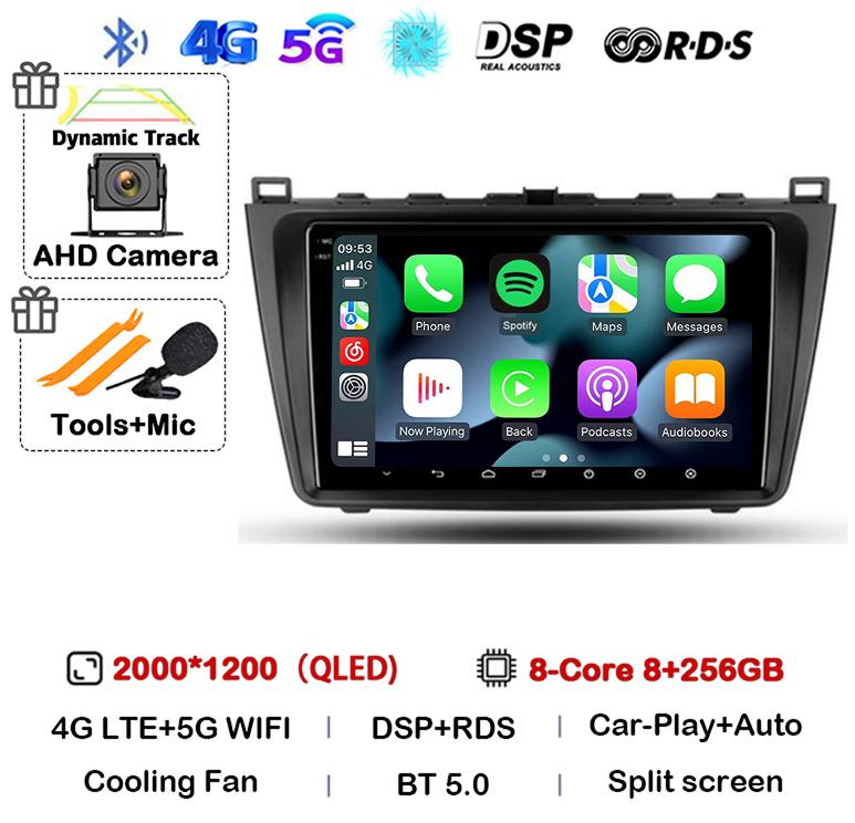 Автомобильное радио Android14 Carplay Auto для Mazda 6 GH 2007 2008 2009 2010 2011 2012 Мультимедиа GPS Видеоплеер Стерео 2din Головное Устройство
