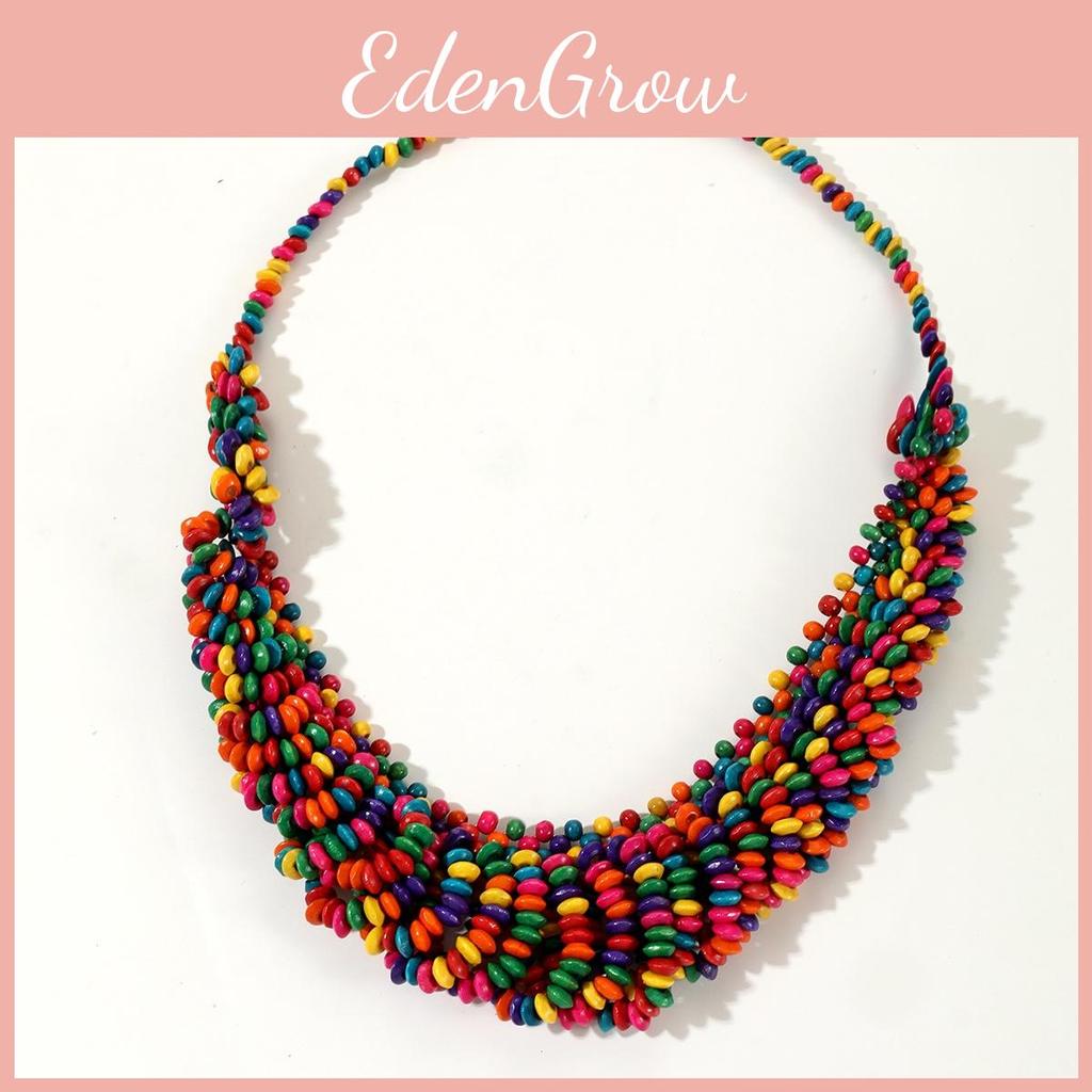 Creative Colored Wooden Bead Woven Necklace Neck Accessories For Men And Women