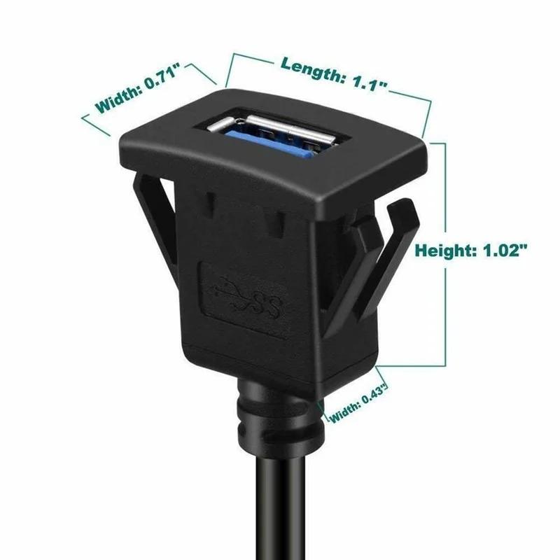 USB 3.0 удлинительный кабель для скрытого монтажа панели с пряжкой для автомобиля, грузовика, лодки, мотоцикла, приборной панели 1 м