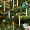 Flashing Short LED Taper Candles With12 Crystal Ball Hooks, Battery-operated Timer, Plastic Window, Flameless, Illuminated