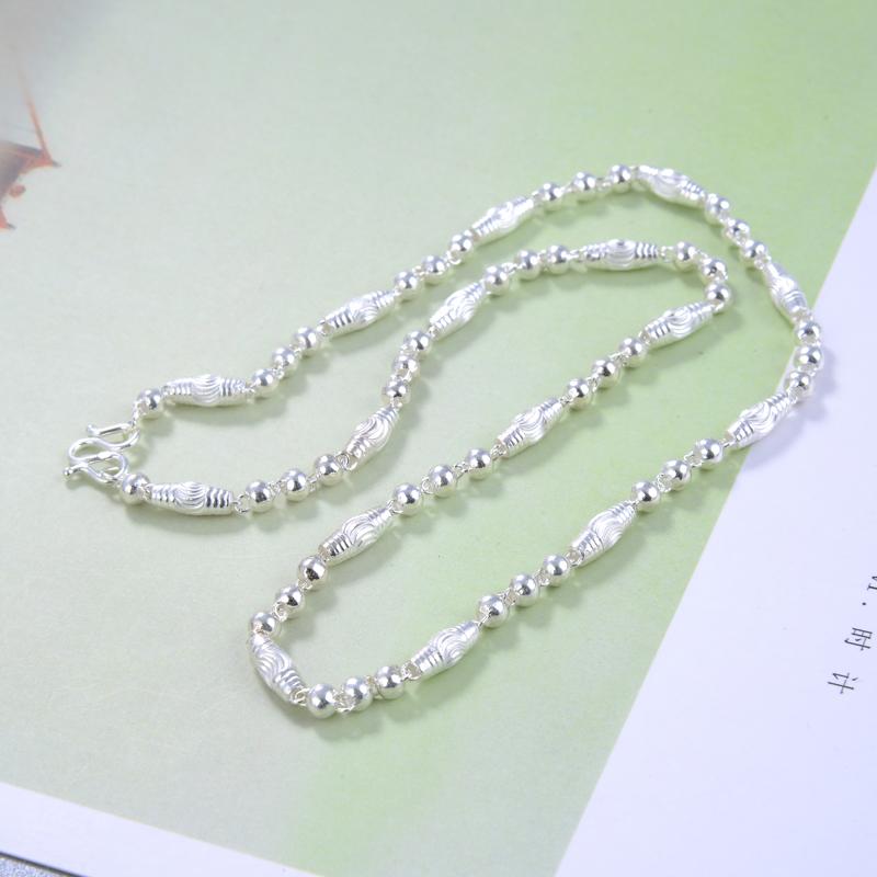 Твердое 100% стерлингового серебра 925 пробы, мужское ожерелье с бусинами, цепочка для мальчика, ожерелье в стиле панк, хип-хоп, рок, властное, простое, модное, толстое ожерелье