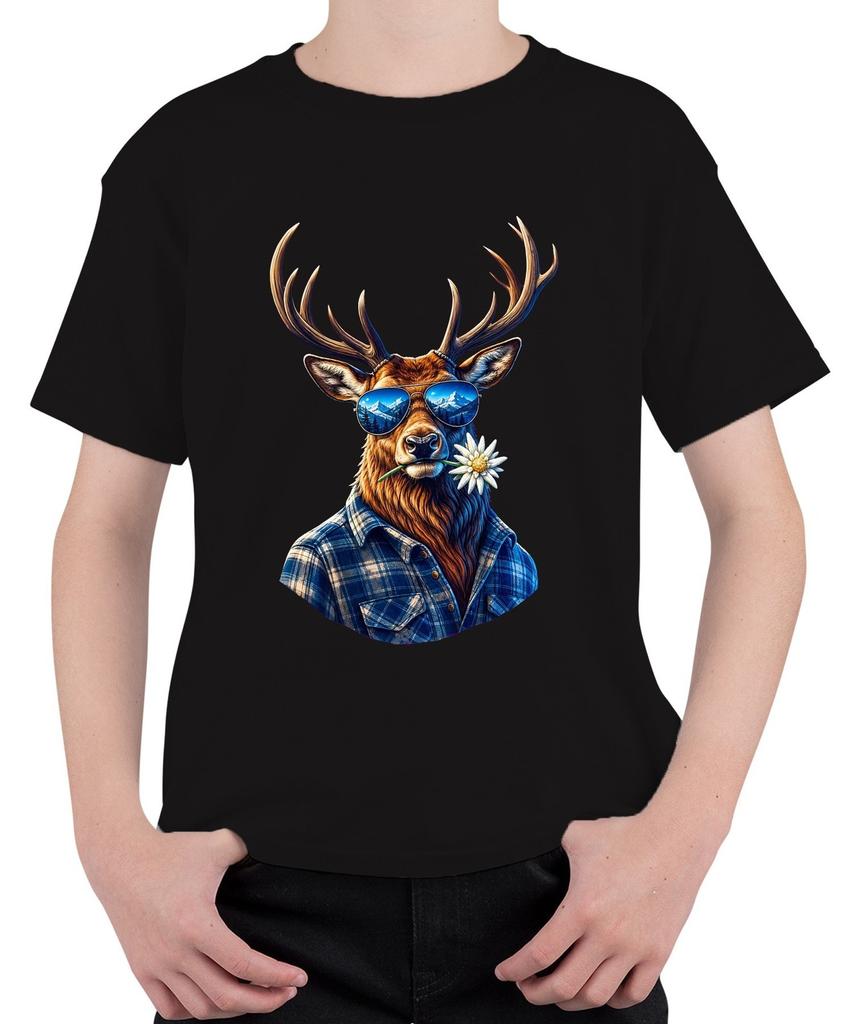 Hirsch Alpen Edelweiss Sunglasses Hiking Bavaria Lederhosen Hunter Kids T-Shirt