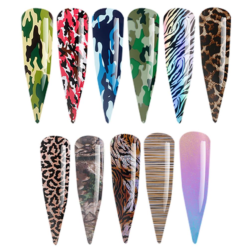 Laser Leopard Starry Sky Stickers Nail Art Decorations Manicure Decals Nail Transfer Foils