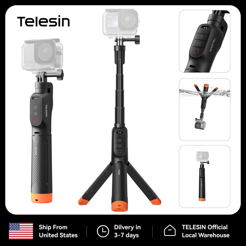 TELESIN Waterproof Bluetooth Floating Selfie Stick Tripod for DJI Osmo Action 6 5 Pro 4 15M Diving Stick 3-in-1 Hand Grip Tripod 7