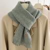 New Korean scarf autumn and winter solid color imitation cashmere warm thickened high-grade knitted scarf foreign-style high-grade