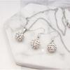925 Sterling Silver Jewelry Set, Necklace with Pendant and Earrings, Zirconia, 30cm Chain Length, Elegant Gift for Women
