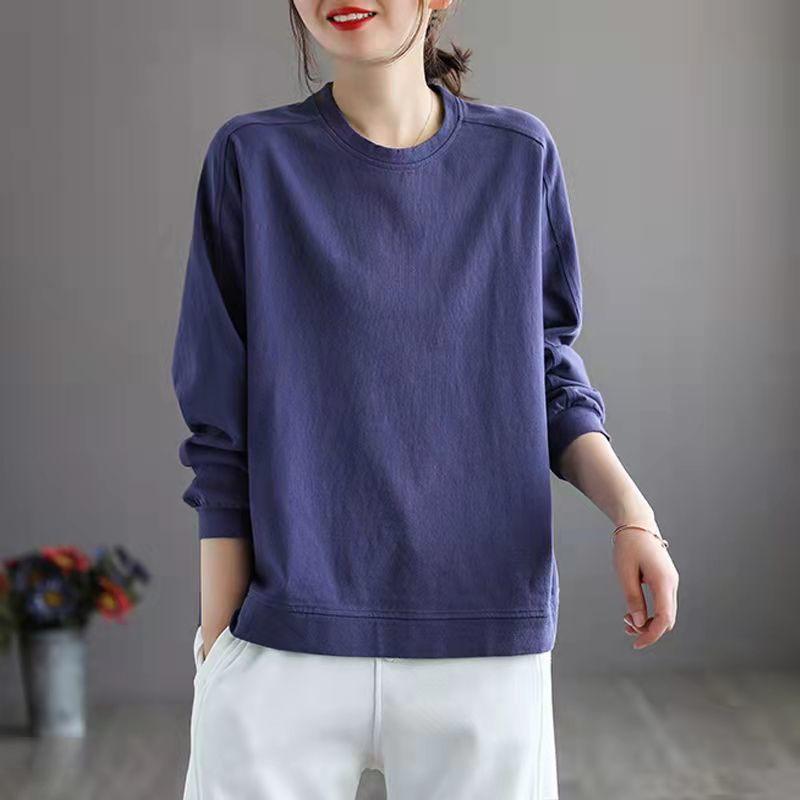 Женская толстовка-свитер весна-осень корейская версия универсальный топ длинный рукав свободная утягивающая футболка