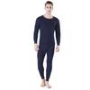 2Pcs/Set Men Warm Suit O-Neck Long Sleeve Tops Elastic Waist Long Pants Set Solid Color Plush Lining Pajamas Set