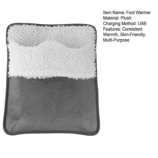 USB Грелка для ног Мягкая плюшевая греющая подушка со съемным внутренним слоем Портативная моющаяся грелка для ног для дома и офиса