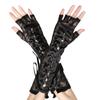 Party Cosplay Ritual Dance Fingerless Silk Ribbon Halloween Gloves Punk Gothic Mittens Lace Gloves