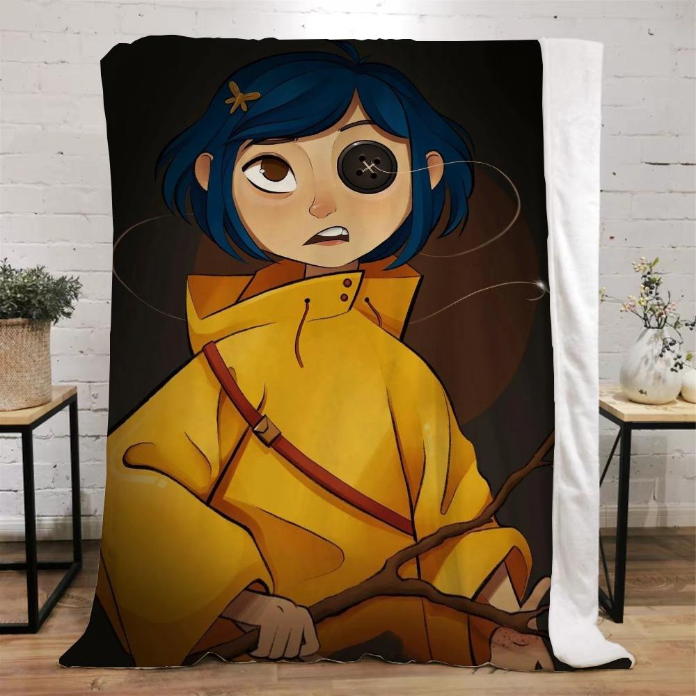 Одеяло с персонажами Coraline для дивана, зимние пушистые мягкие одеяла с персонажами, вязаные пледы из микрофибры, постельное белье для домашнего интерьера, плед для кровати