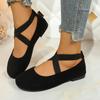 Sweet Suede Cross Strap Slip On Ballet Flats Women 2025 Summer Round Toe Flat Heels Shoes Size 43 Fashion Solid Mary Jane Shoes