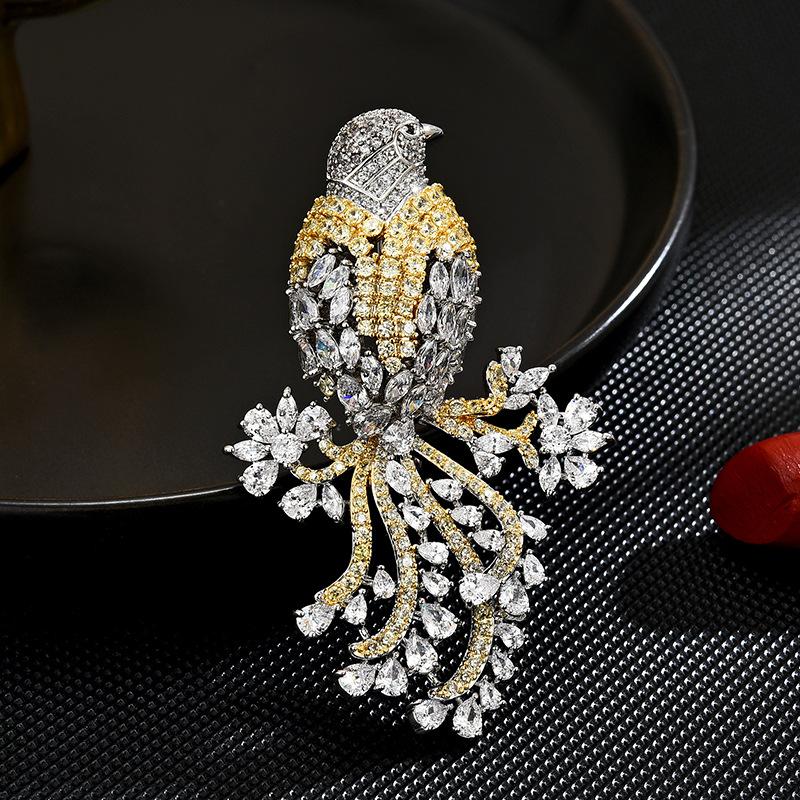 Heavy Industry Temperament Elegant Brooch Bird Luxury Full Of Zirconium Elegant Coat Accessories Corsage Clothes Accessories