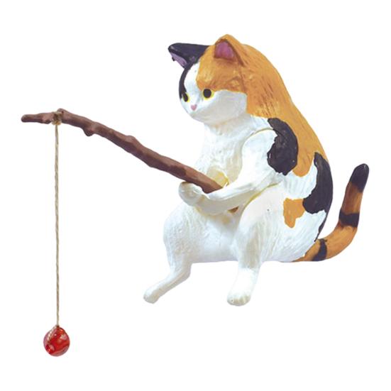 Рыболовная фигурка кота из смолы мультяшный котенок статуэтка животное скульптура домашний офис рабочий стол