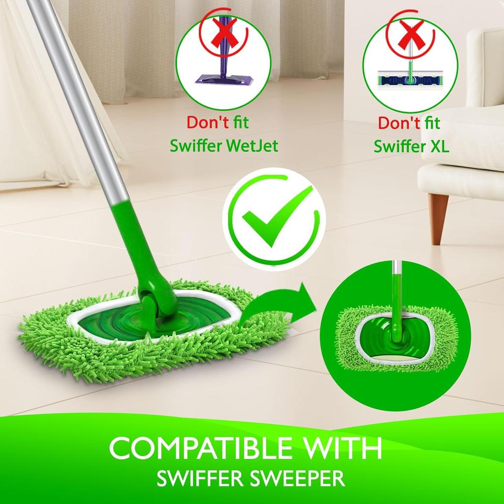 2 Pack Reusable Dry Sweeping Cloths Microfiber Wet Mop Pads Compatible with Sweeper Mop Replacement