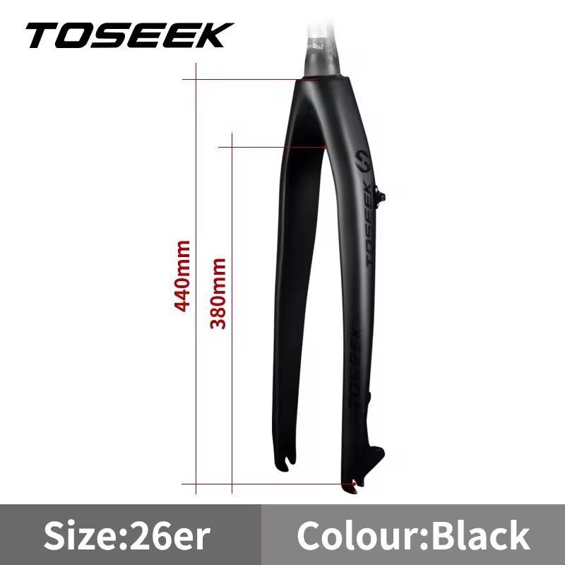 TOSEEK T800 Carbon Fiber Bicycle Front Fork Mountain MTB Bike Fork 26/27.5/29 inch Steerer Tube Straight or Tapered QR 9*100mm
