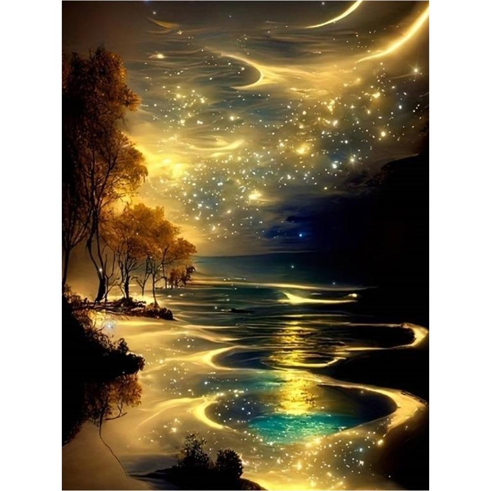 30x40cm Full Round Drill Round Drill Mosaic Fantasy Paintings  Interior Decoration