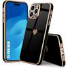 Case - Luxury - for iPhone 15 Pro Max - Shockproof - Heart Pattern - Black