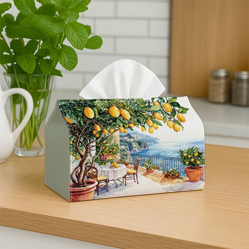 1pc Mediterranean Lemon Tree Tissue Holder & Napkin Organizer - Lemon-Themed Suitable for Vehicle, Kitchen, Tabletop Decor, Sturdy Tissue Box for Part
