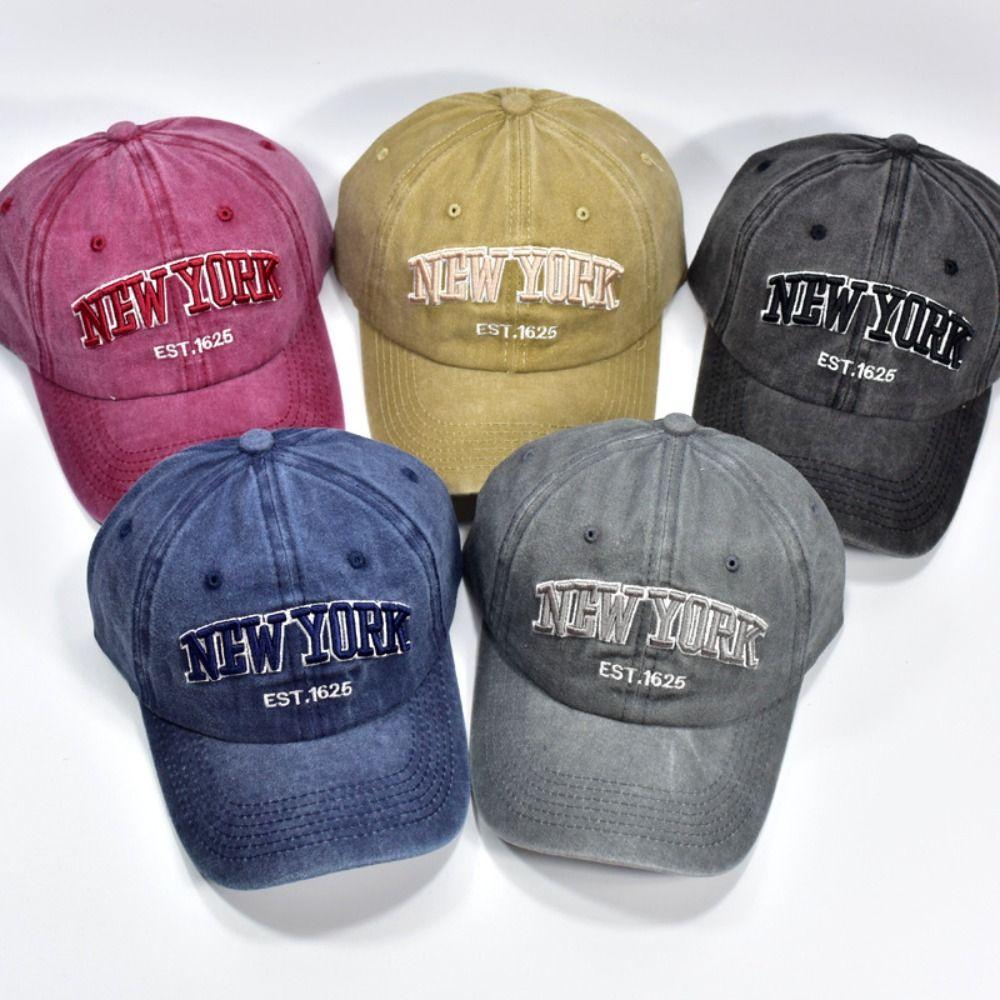 Cotton Sport Duck Tongue Cap Washable Letter Embroidery Sun Hats New York Baseball Cap  Summer