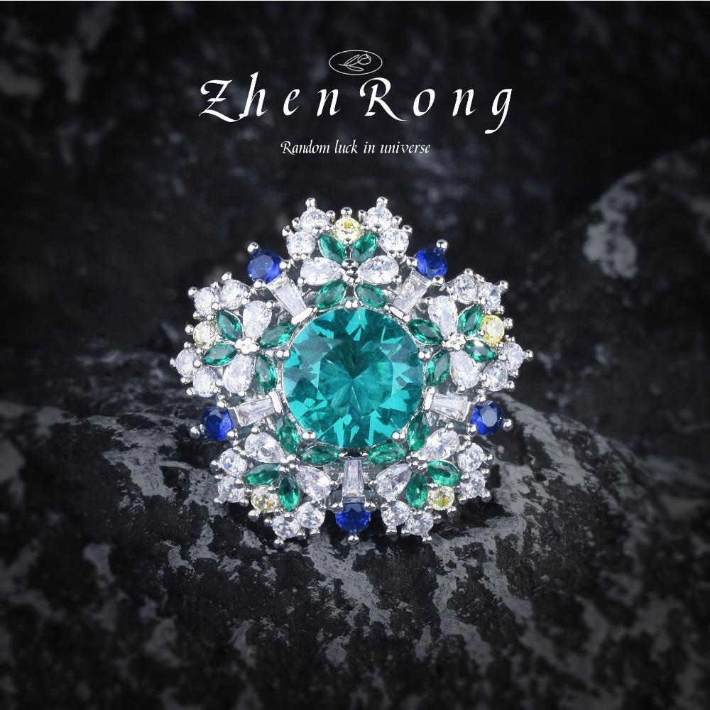 Royal Style Emerald Necklace Heavy Duty Imported High Carbon Diamond Floral Pendant Jewelry Set for Women