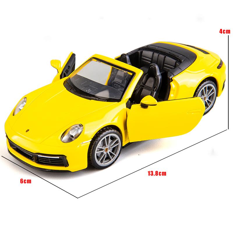 1:32 Porsche 911 Carrera Cabriolet Alloy Muscle Car Model Sound and Light Pull Back Children's Toy Collectibles Birthday gift