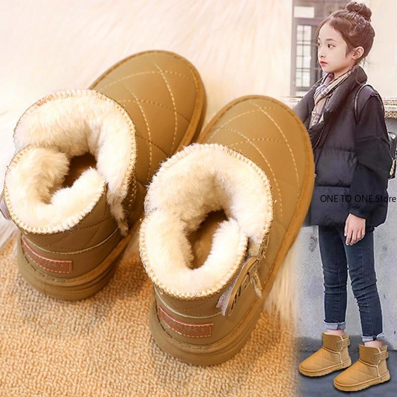 Детские зимние ботинки для девочек и мальчиков, детская зимняя обувь, детские уличные теплые плюшевые ботинки, ветрозащитные водонепроницаемые детские ботинки с хлопковой подкладкой