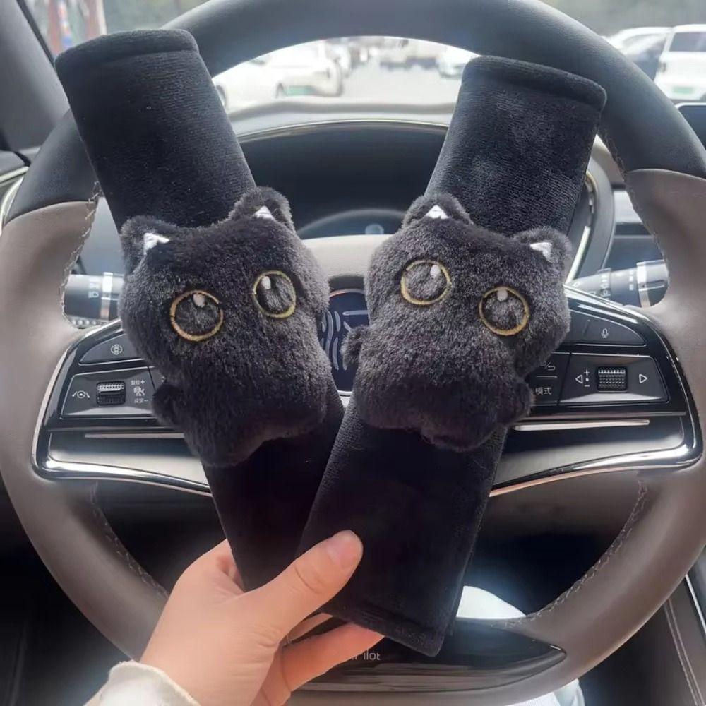 Черный кот Автомобильные защитные накладки на плечо Мягкий плюш Снятие давления Защитная накладка на ремень безопасности Автомобильный ремень безопасности Защитный чехол