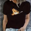 Graphic Bear Print T-shirt Short Sleeve Crew Neck Casual Top For Summer & Spring Women's Clothing