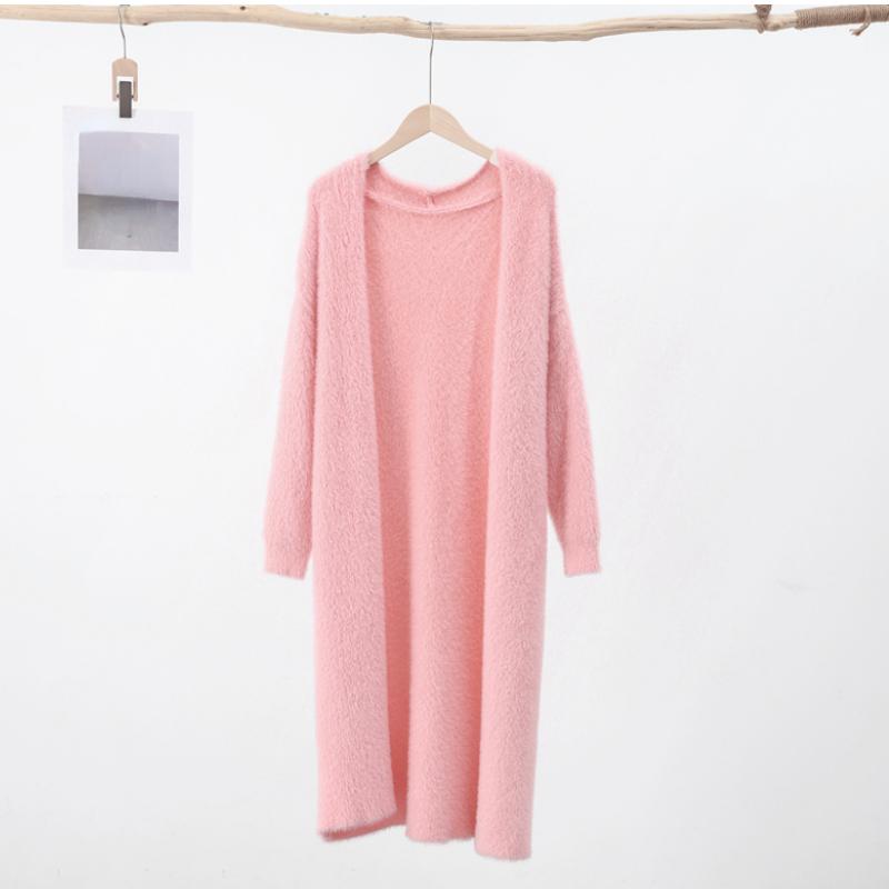 Пушистый Длинный Кардиган Женский Элегантный С Длинным Рукавом Меховой Свободный Женский Вязаный Свитер Пальто 2026 Осень Зима Уличный Макси Леди Верхняя Одежда